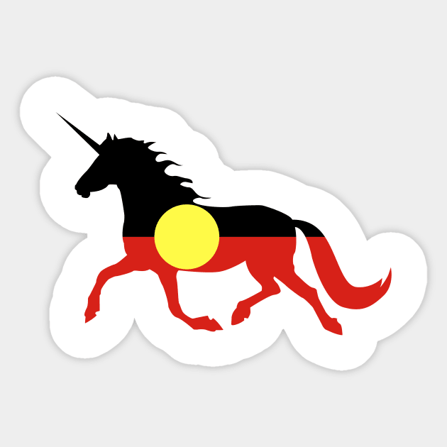 Australian Aboriginal Unicorn Flag Sticker by Wickedcartoons